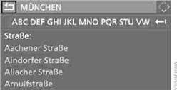 2. Controller nach rechts drehen, bis die Aufforderung zur Eingabe der Straße im Land angezeigt wird, und Controller drücken.