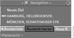 Am Control Display werden die verschiedenen Kriterien angezeigt.