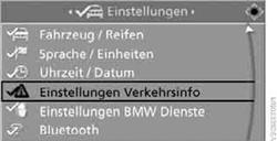 5. Ggf. ins oberste Feld wechseln. Controller drehen, bis "Verkehrsinfo" ausgewählt ist, und Controller drücken.