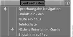 Eine Liste mit verschiedenen Funktionen wird angezeigt: