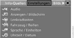 4. Controller drehen, bis "Uhrzeit / Datum" ausgewählt ist, und Controller drücken.