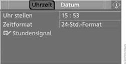 7. Controller drehen, bis "Uhr stellen" ausgewählt ist, und Controller drücken.