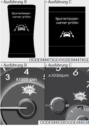 Warnleuchte und -meldung