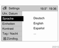 Die Sprache der Textanzeigen einiger Funktionen kann ausgewählt werden.