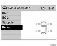 Menü Reifen im Menü Board Computer auswählen.