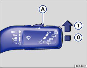 Abb. 53 Scheibenwischerhebel: Regensensor (A) einstellen.