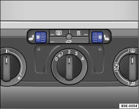 Abb. 70 Fahrzeuge mit Heizungsanlage: Regler für die Sitzheizung der Vordersitze.