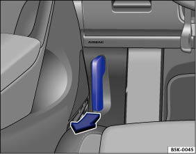 Abb. 7 Ausschnitt vom Fußraum auf der Fahrerseite: Motorraumklappe entriegeln.