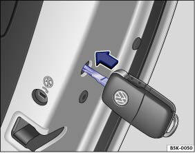 Abb. 40 Notverriegelung der Tür mit dem Fahrzeugschlüssel.