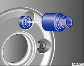 Abb. 34 Radwechsel: Antidiebstahl-Radschraube und Adapter.