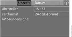 7. Controller drehen, bis "Uhr stellen" ausgewählt ist, und Controller drücken.