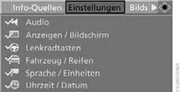4. Controller drehen, bis "Einstellungen Verkehrsinfo" ausgewählt ist, und Controller drücken.