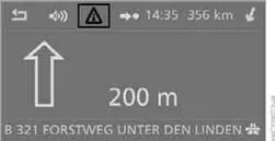 Während der Zielführung werden die Verkehrsinformationen auf der geplanten Route mit einem Dreieck mit rotem Rand gekennzeichnet.