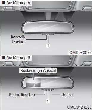 Bedienung des elektrischen Innenspiegels