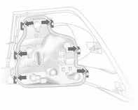 5. Sechs Verriegelungen am Lampengehäuse herausdrücken und Lampenträger herausnehmen.