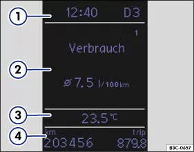 Abb. 11 Prinzipdarstellung: Multifunktionsanzeige im Display des Kombi-Instruments.