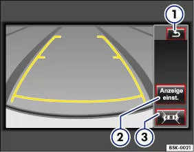 Abb. 28 Rückfahrassistent: Funktionstasten im Display.